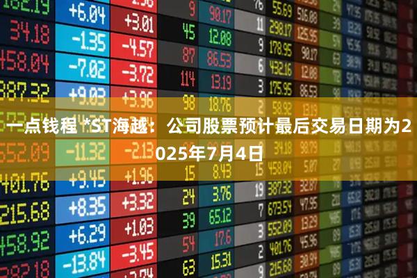 一点钱程 *ST海越：公司股票预计最后交易日期为2025年7月4日
