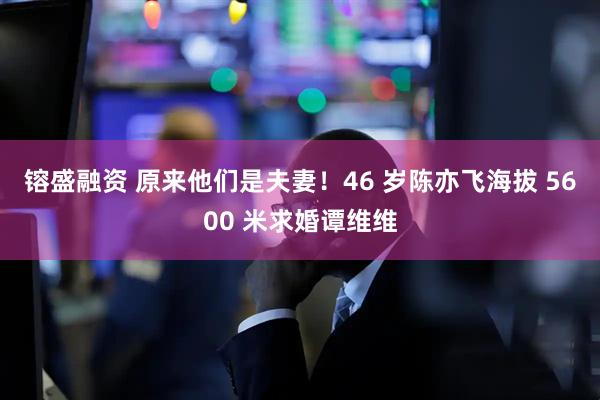 镕盛融资 原来他们是夫妻！46 岁陈亦飞海拔 5600 米求婚谭维维