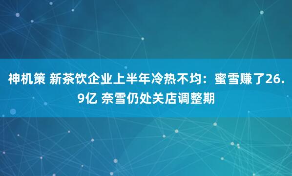 神机策 新茶饮企业上半年冷热不均:蜜雪赚了26.9亿 奈雪仍处关店调整期