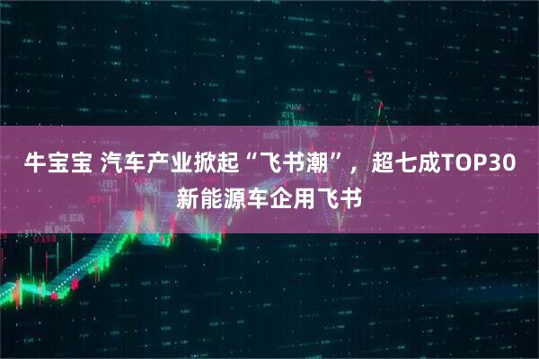 牛宝宝 汽车产业掀起“飞书潮”，超七成TOP30新能源车企用飞书